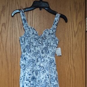 Ultra Flirt Blue and White Paisley Dress